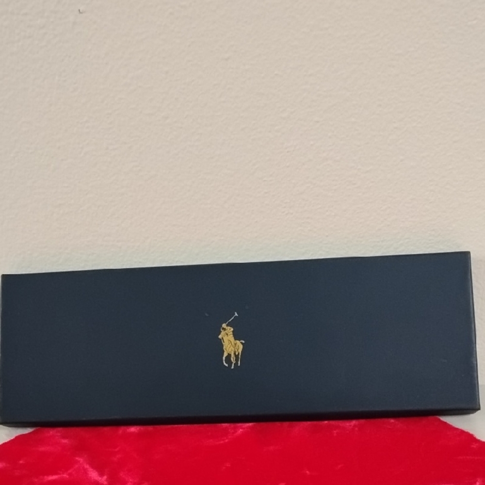 D- Ralph Lauren Dark Blue Box with Gold Emblem+ Tissue Paper
